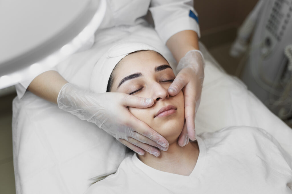 person getting micro needling beauty treatment